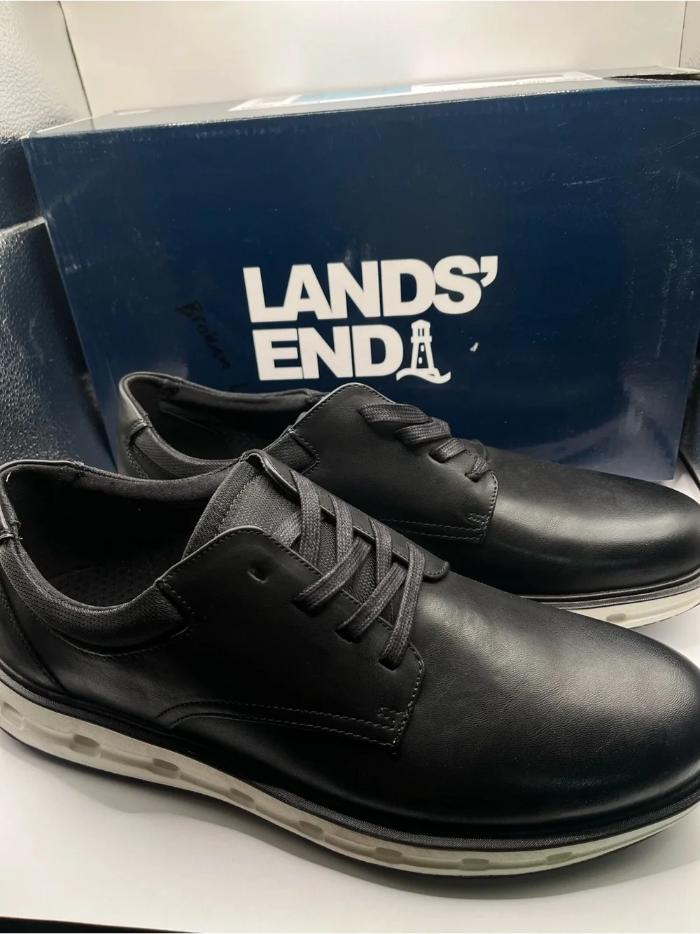 Lands' End New Men's Black Casual Lace-Up Shoes